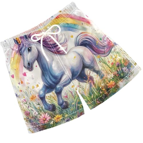 Pigsaly Boys Swim Trunks Cute Unicorn Hearts Boys Board Shorts Swimsuit Swimwear Summer Bathing Suit 3T