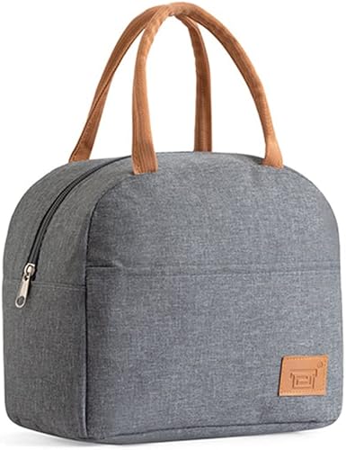 Miniatura 9 de XINSHUN Bolsa de almuerzo para adultos, reutilizable, aislada, bolsa térmica neutra ideal para el trabajo, picnic, cilindro (gris)