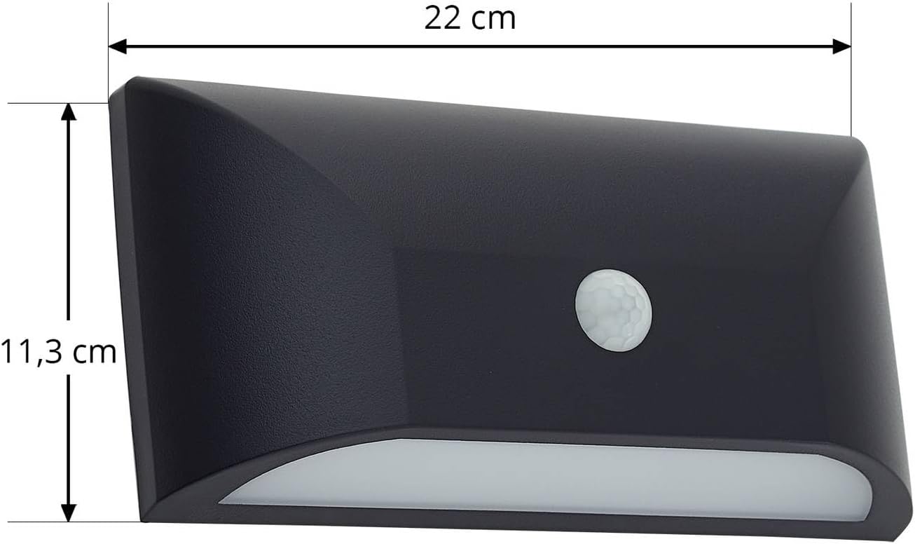 Diagram showing the dimensions of the Lindby LED Siana wall light: 22 cm width and 11.3 cm height.