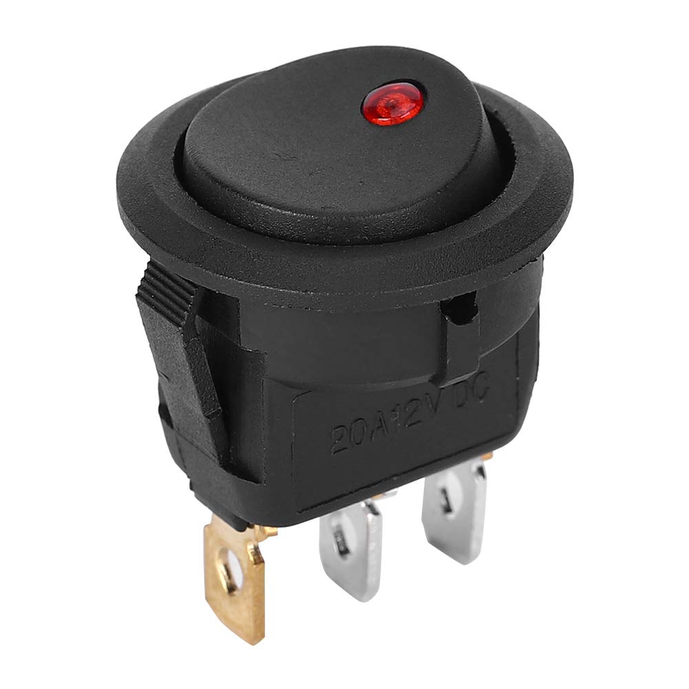 10PCs Round Rocker ONOFF Round Rocker ON, Off 12V Waterproof SPST Switch LED Spotlighting Silver Terminal 3?Pin