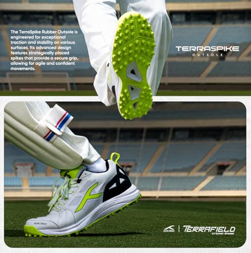 Image of Hundred TerraField Cricket Shoes | TerraSpike Rubber Studs | Embedded Support Plate for Stability | Lightweight & Durable | Ideal for Turf, Ground & Hard Surfaces | for Men