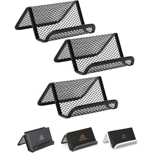 La Mejor Lista de Soporte para tarjetas para comensales los preferidos por los clientes. 46 Timotech Paquete de 3 Tarjeteros de Malla Metálica Negra , Portatarjetas de Escritorio Profesional para Oficina, Recepción y Negocios ,Soporte Organizador para Tarjetas de...