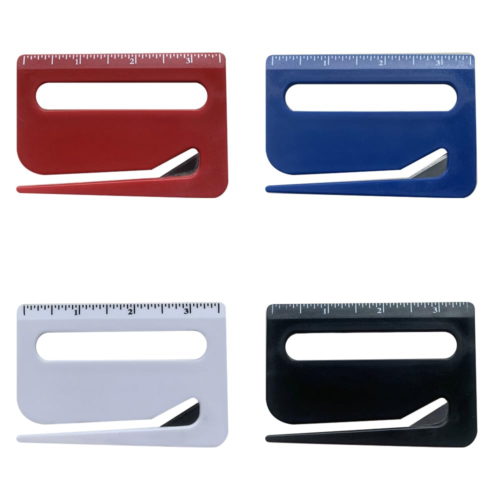 4 Pcs Envelopes Letter Opener Slitter Set, Magnifier & Concealed Blade, Safe Plastic Material for Efficient Mail Packaging