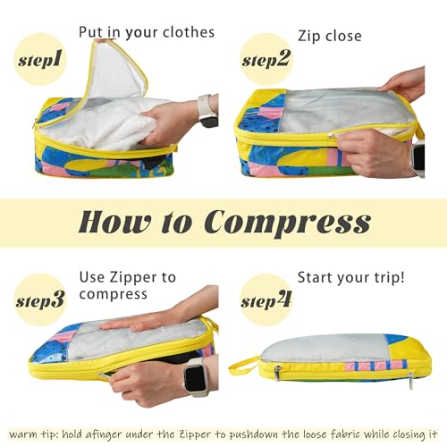 7 Pcs Compression Packing Cubes Travel for Suitcases, Luggage Organizer Washable Storage Bags Set for Backpack Travel- Packaging Cubes for Carry-Ons and Storage2