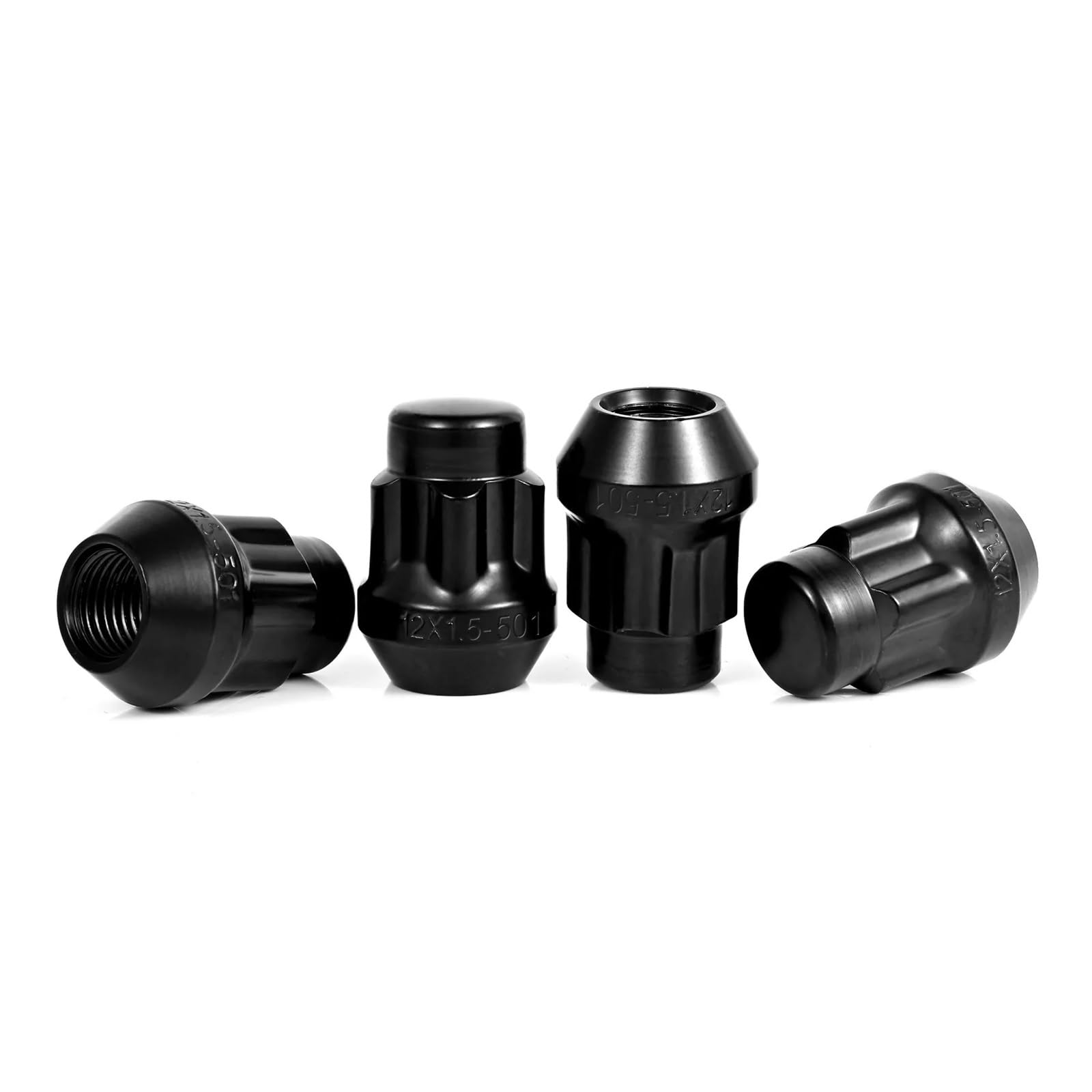 Juego de Tuercas de Seguridad Negras, 4 cerraduras + Llave 1/2-20 M12 X 1,5 12 X 1,5 14 x 1,5, Extremo Cerrado, abultamiento de 1,38", Llave Hexagonal Doble de 13/16" y 3/4"(M14x1.5)