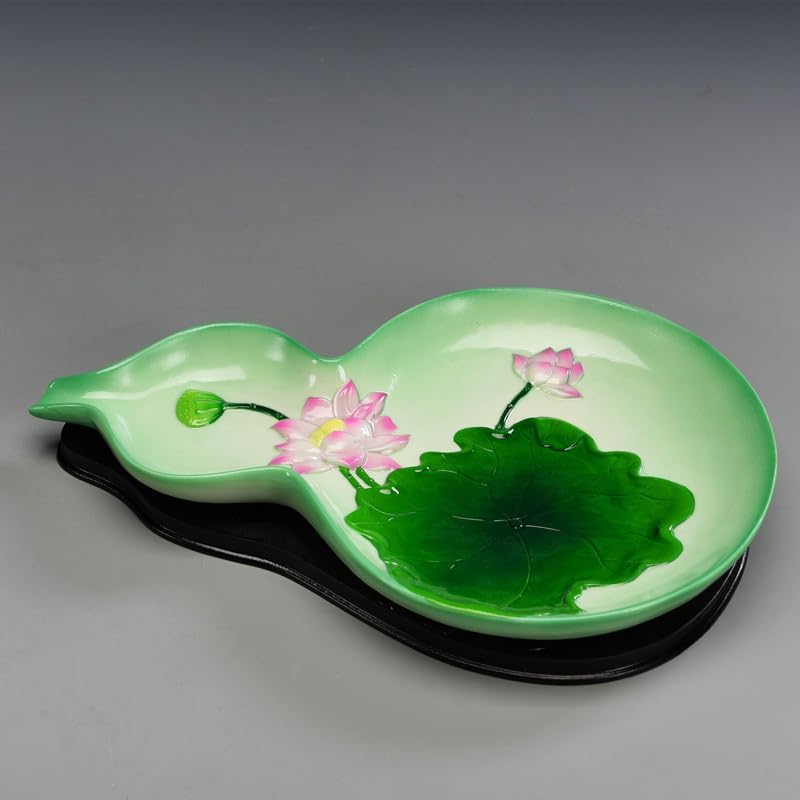 Gourd-Shaped Fruit Plate Buddha Fruit offering Plate Ceramic Home offerings Ornaments, 8in and 10in (8 inch Gourd Fruit Plate)