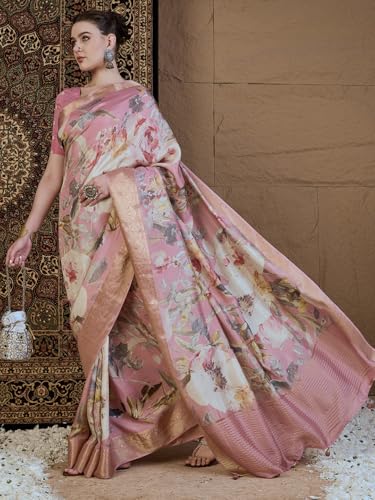 AKHILAM pink viscose silk saree – image 4