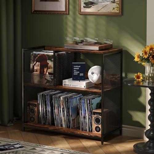 Huxitocan 3 Tier Record Player Stand Holds Up to 300 Albums