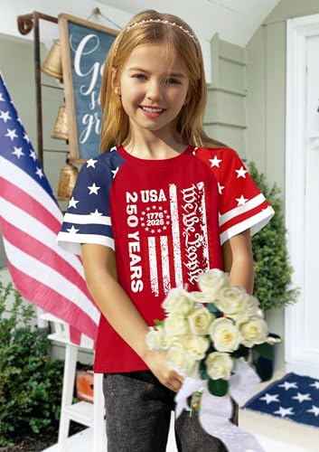 Image of Ithalt Boys Girls USA Shirts Kids 4th of July Shirts American Flag Tshirt Patriotic Top Independence Day Outfit 5-13y