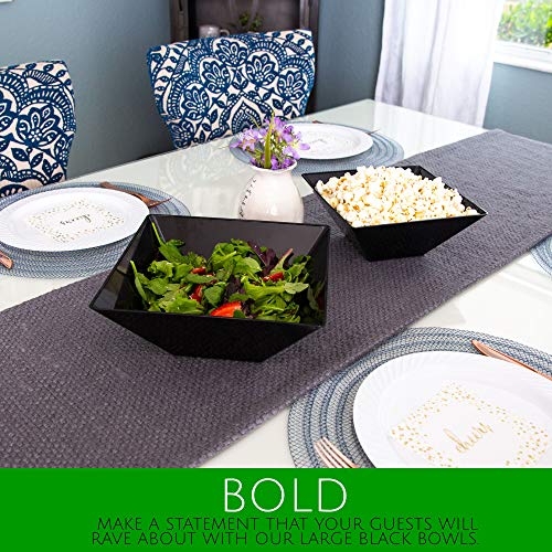 Plasticpro Disposable Square Plastic Small Clear Serving Bowls Extra Heavy Duty For Party's Snack Or Salad Bowl, Elegant Pack Of 4 #TOP5