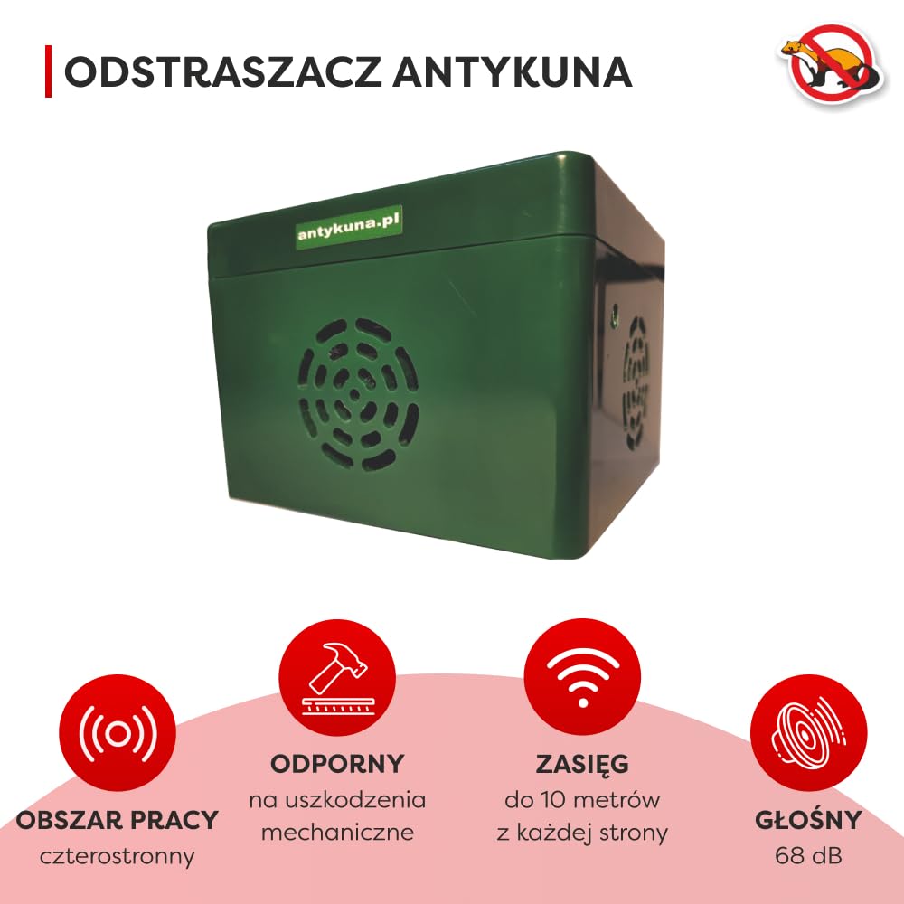 Ultradźwiękowy odstraszacz na koty | Antykuna | Wodoodprony | Działa aż w 4 strony | Przeznaczony do ogrodu