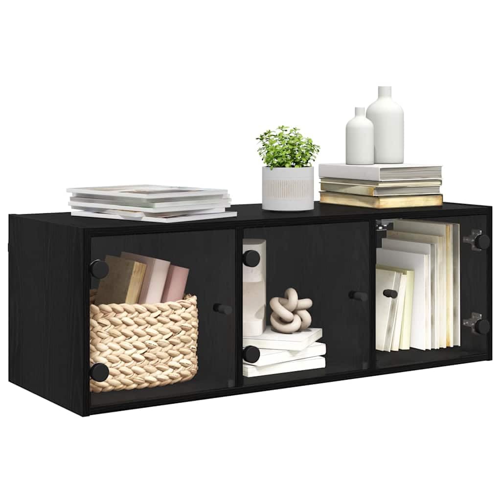 vidaXL Oak Wall Cabinet - Black - 3 Doors