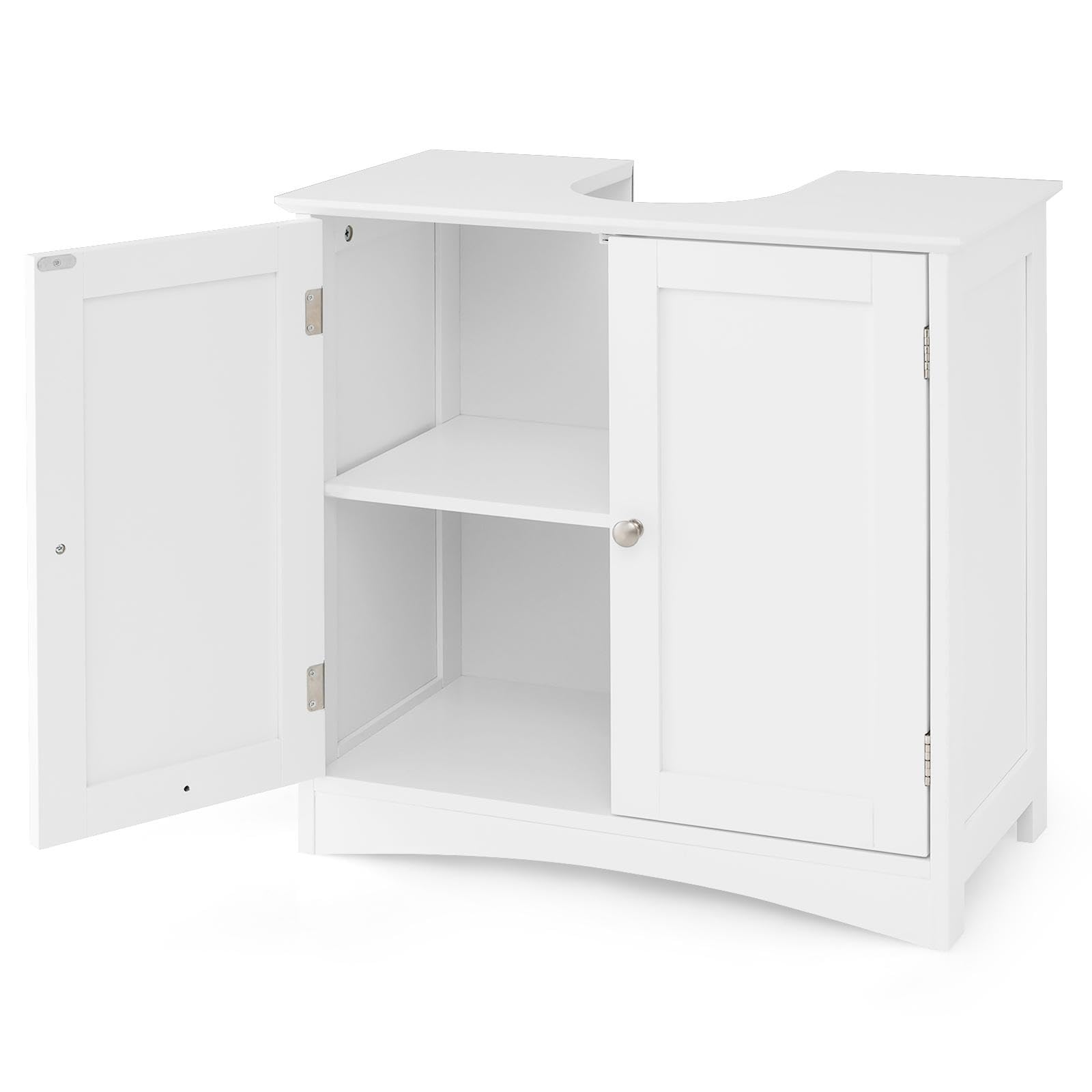 RELAX4LIFE Under Sink Bathroom Cabinet, Freestanding Wooden Storage Cupboard Basin Unit with 2 Doors and Shelf, Modern Vanity Basin Sink Cabinet and Storage Unit Basin (Wooden Door)