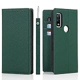 Ｈａｖａｙａ対応 Arrows We ケース arrows we f-51b ケース 手帳型 本革 アローズwe A101FC スマホケース FCG01 docomo 耐衝撃 カバー カード収納 スタンド機能 レザー-グリーン