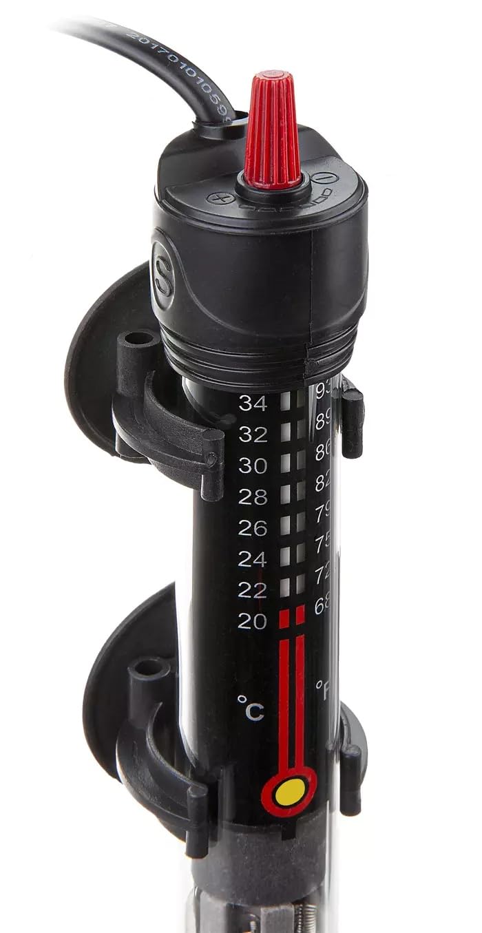 Happet Aquarium Heizstab 200W – AquaT Aquarium Heizung mit Thermostat, Regelheizer mit Einstellbarer Temperatur, Kontrollleuchte und Saugnäpfen für Aquarien von 100–200 L