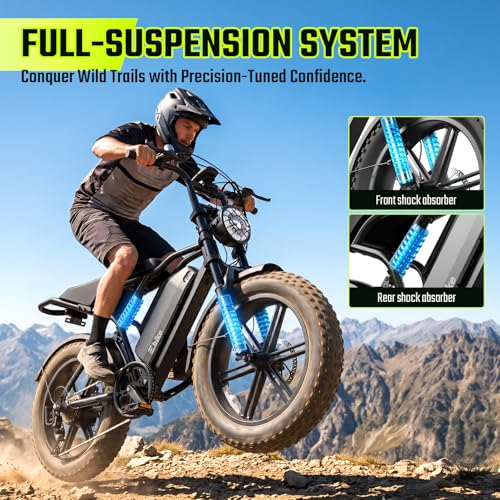 Image of TS TST GRP LLC Electric Bike for Adults, 1500W Peak Motor Ebike, 20 inch x 4.0 inch Fat Tire E Bike, 48V 15Ah Removable Battery, Dual Suspension, Disc Brakes, LCD & APP Control, for Commuting Off-Road