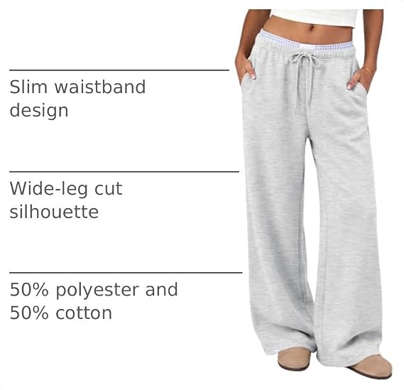 Trendy Queen Womens Wide Leg Sweatpant Lounge Travel Pants