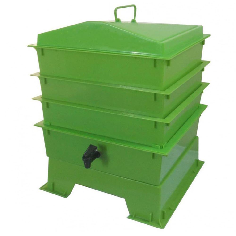 Kit de compostador de lombrices – 50 L 5 bandejas expandibles al aire libre granja de gusanos para compostar residuos de alimentos – Sistema de reciclaje ecológico