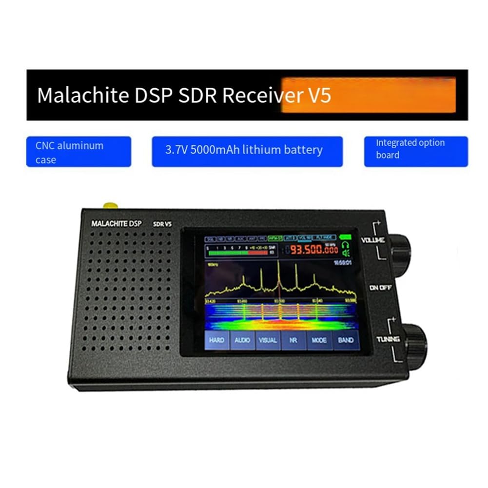 Malaquita Receptor de Radio V5 1.10D Firmware Radio Multifuncional Negro 663 gramos