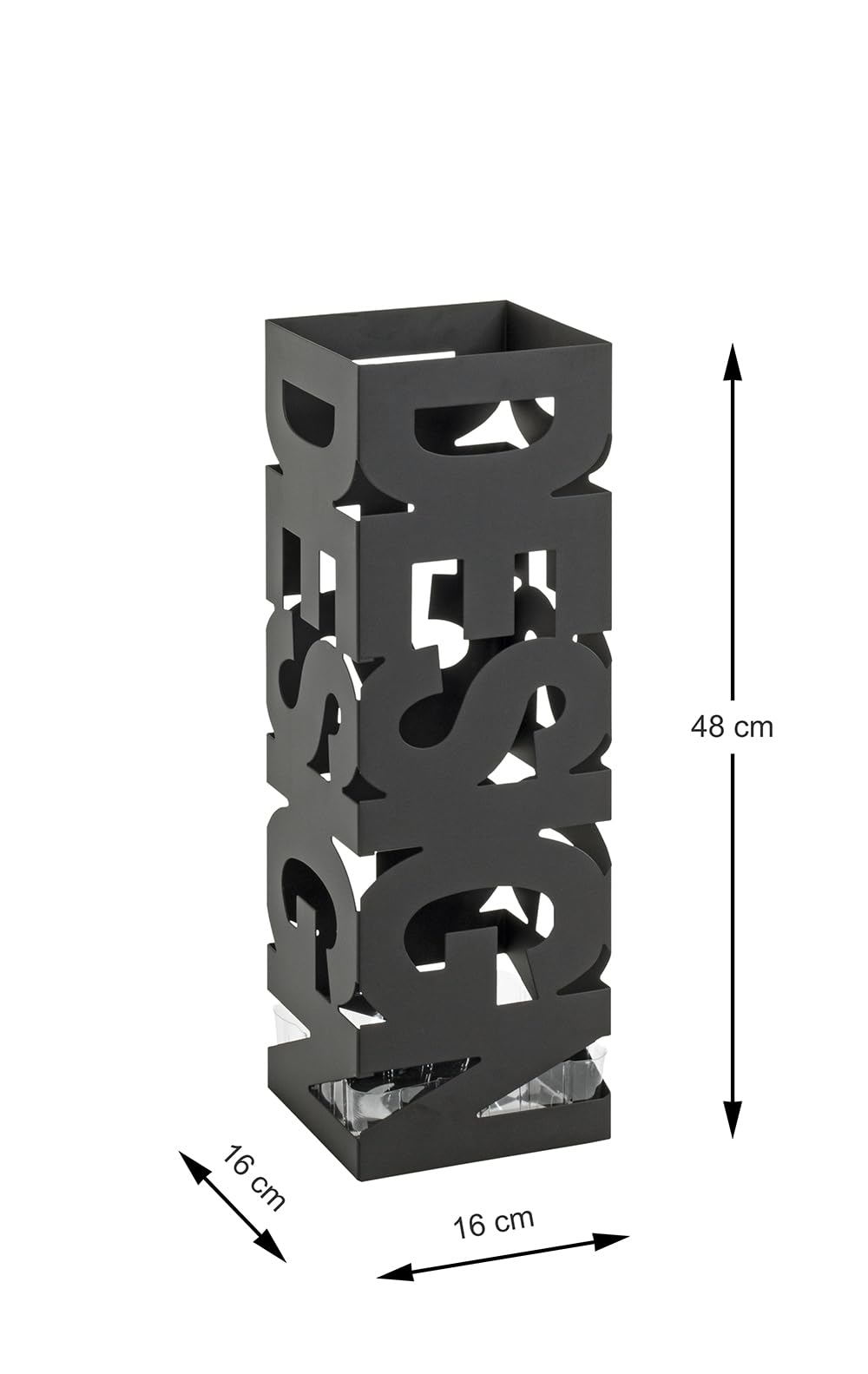 HAKU Portaombrelli Nero, Metallo - Dim. L 16 cm x A 48 cm x P 16 cm, Stile Moderno