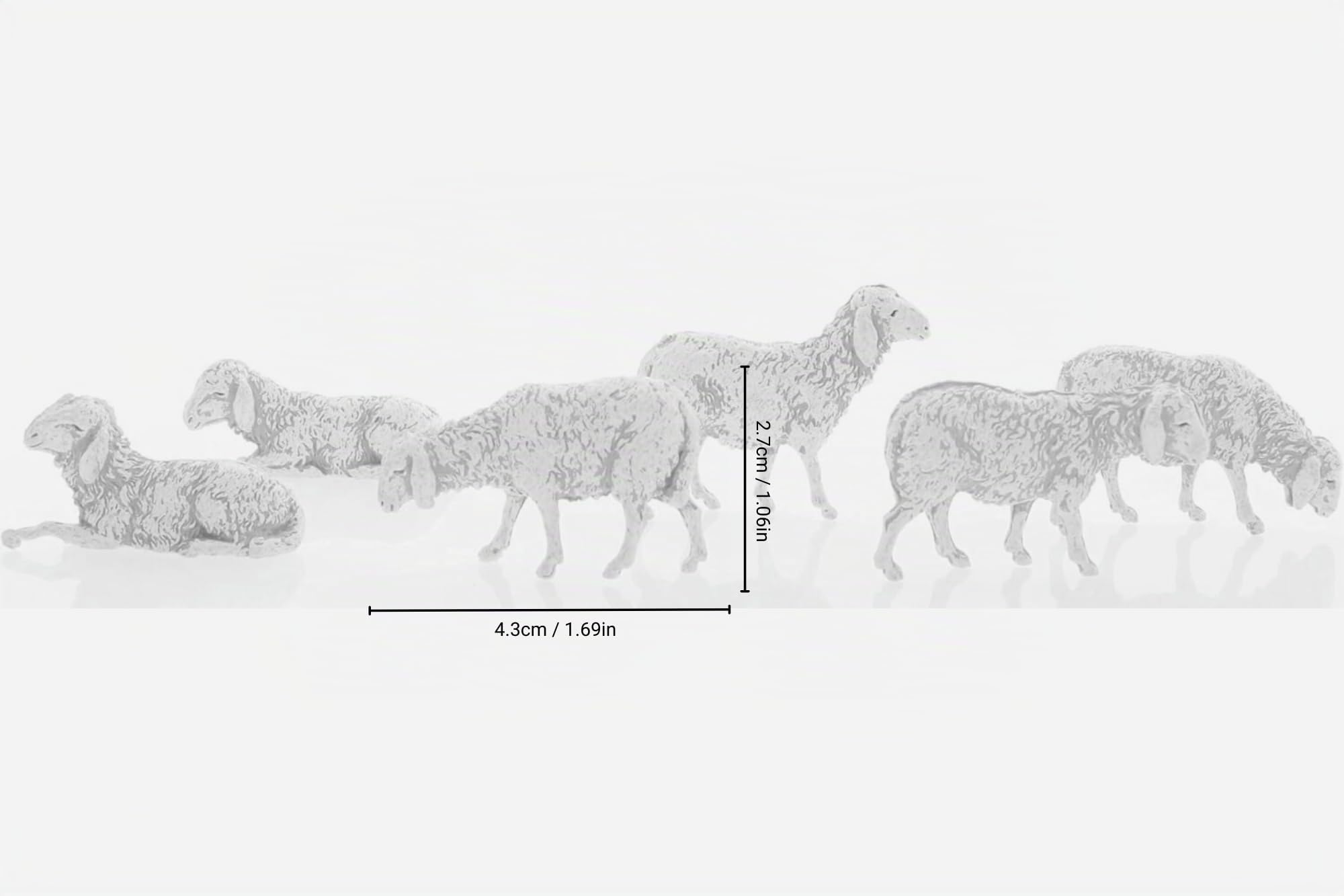 Moranduzzo 6 Ovejas Variadas H. máx 2,7 cm para Belén de 8 cm Escala 1:22 – Standard 8 – Figuras Irrompibles, Pintadas a Mano, Producto Oficial, Escultor M. Landi