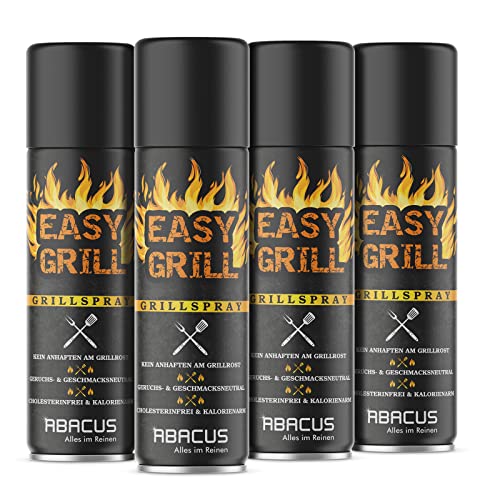 ABACUS® Trennspray Grill, Grillspray, Antihaftspray, Antihaft-Trennspray, Grilltrennspray, Grillrostspray, Anti-Haft Grillspray, Grill-Trennspray – Trennspray Grill 4X 200 ml (7625)
