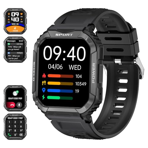 Smartwatch smartwatch för män militär vattentät IP68 sport med pulsmätare SpO2 stegräknare sömnövervakare aktivitetsarmband för Android iOS