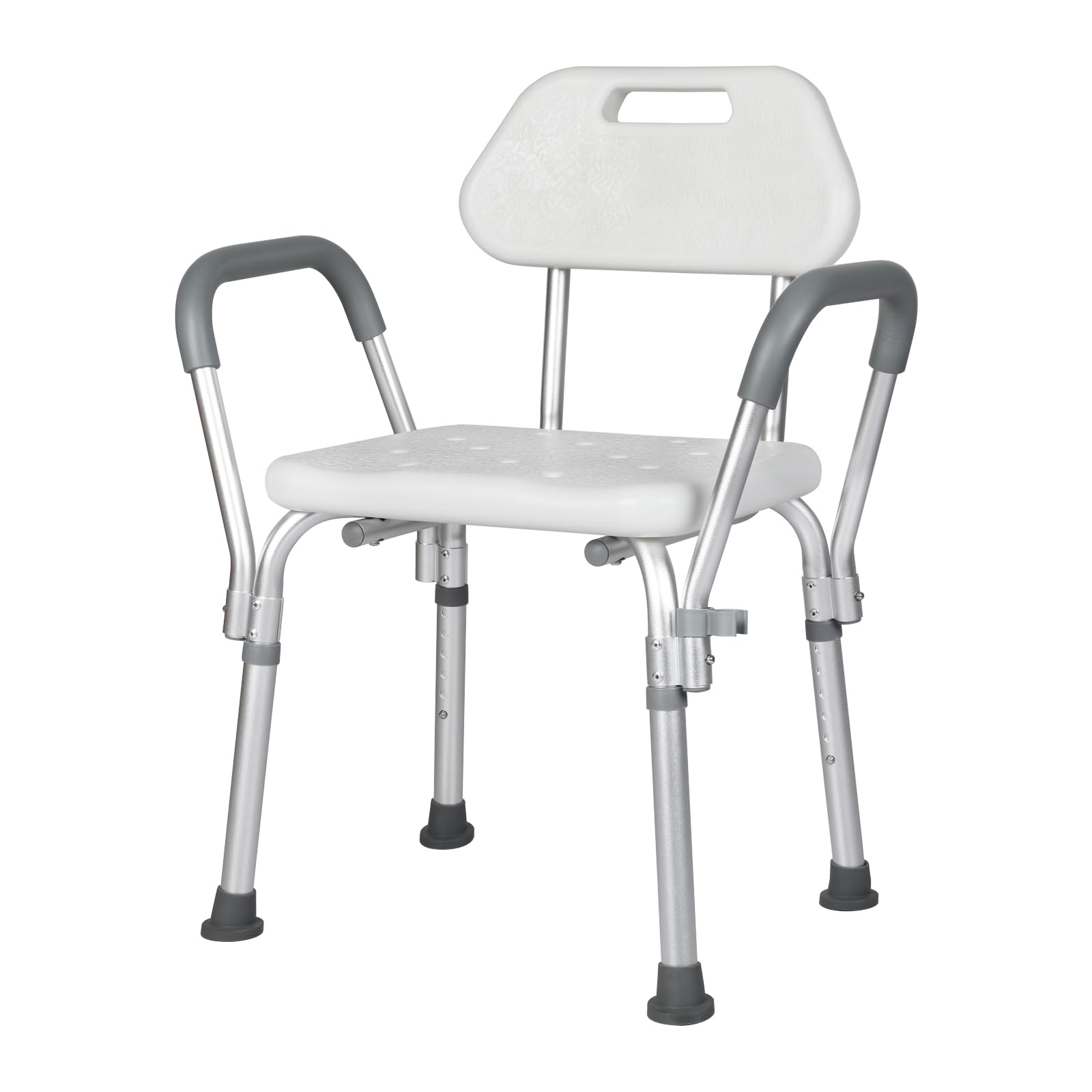 LEVEDE Shower Chair, Height Adjustable Shower Seat, Bath Shower Stool with Rust-Free Aluminium Frame, Non Slip Feet for Elderly and Pregnant