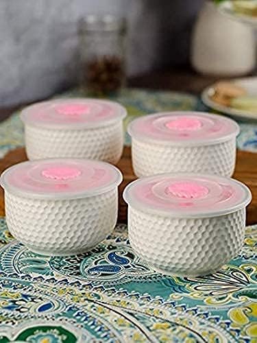 Dec Kitchenpro Ceramic Serving Bowl Set with Flower Lid - 1 Pieces | Airtight Microwave Modern Premium Bowl Set with Lid, Mixing Bowls Set with Lids, 1 Pcs Set (500 ML)(Ceramic) White (B0DGY3G64W) Amazon Price History, Amazon Price Tracker