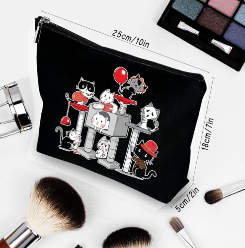 Halloween Gifts for Women Makeup Bag, Funny Halloween Horror Cat Gifts Merchandise, Cute Halloween for Cat Kitty Lovers Black Cosmetic Bag Pouch2