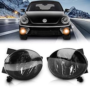 TangMiGe Fog Lights Lamps for 2010-2015 Volkswagen Golf Hatchback / Wagon, Volkswagen Jetta Sedan / Wagom, Volkswagen Beetle, Volkswagen Eos, Premium VW Accessories, 1 Pair, Smoke Lens