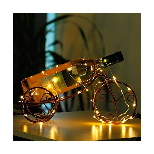 MEI YI [15 Stück Weinflaschen-Lichterkette mit Kork, 20 LED-Lichterkette, batteriebetrieben, Mini Kupferdraht Lichterkette ist 16.5 m, Hochzeiten, Center oder Tischdekorationen 15Pack-Warm White – Bild 8