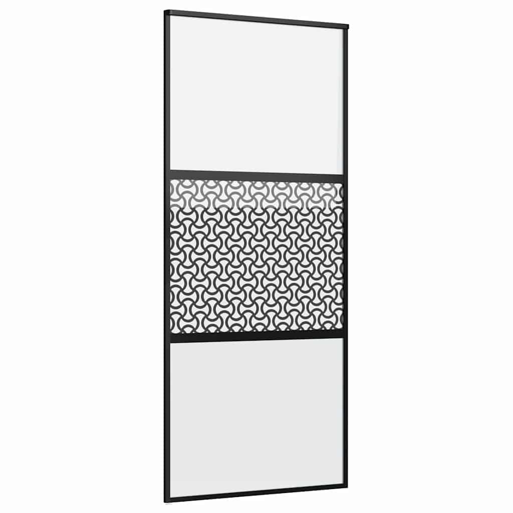 vidaXL Puerta de Vidrio 90 x 2 x 205 cm Aluminio Negro