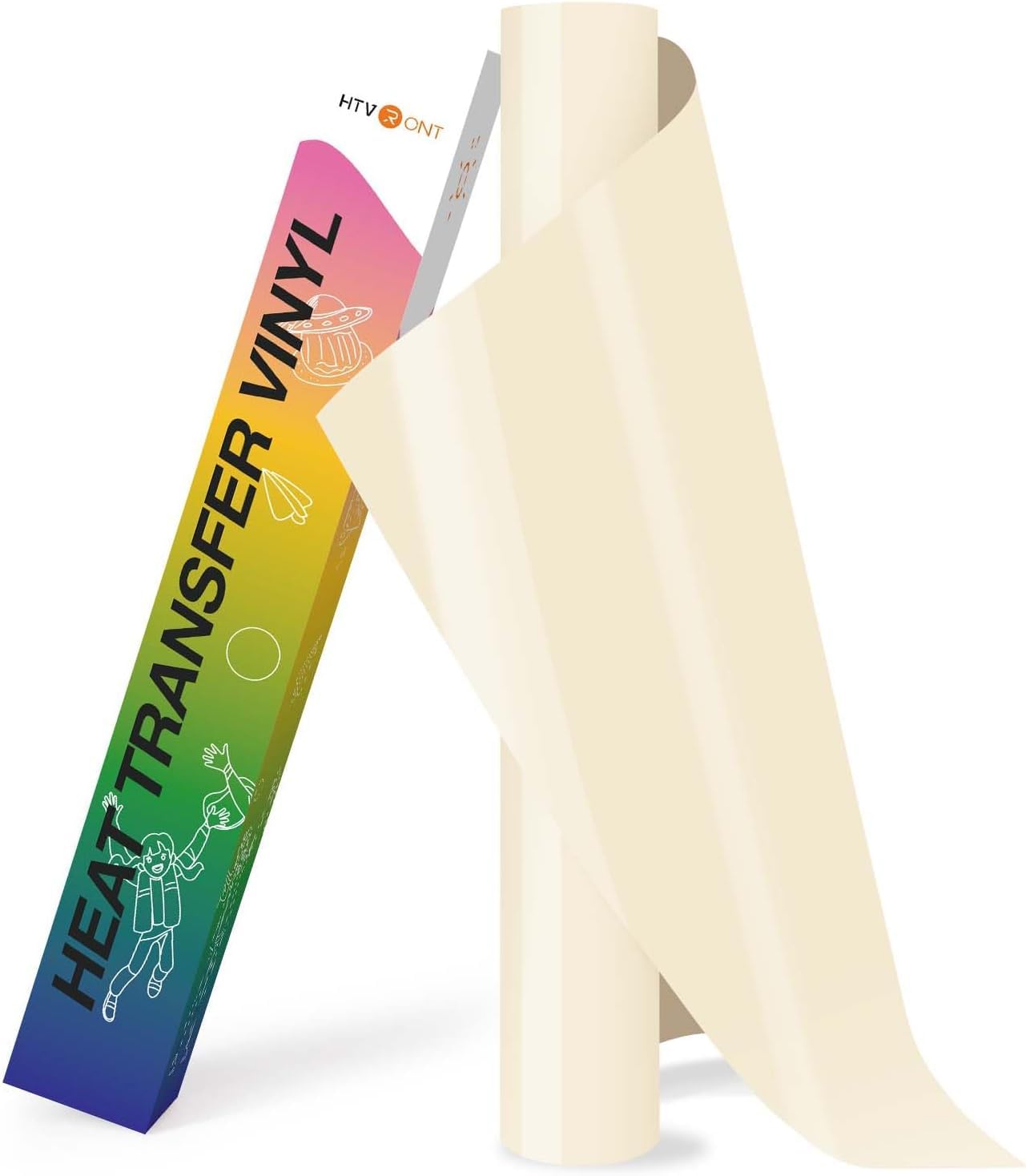 HTVRONT HTV Roll Heat Transfer Vinyl - 12" x 8ft Cream HTV Vinyl for Shirts