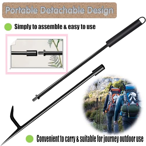 Fire Poker for Fire Pit, Heavy Duty 34-Inch Solid Steel Fireplace Poker, Portable Removable Design Fire Pit Poker Fire Poker for Outdoor Fireplaces Solo Stove Campfires & Indoor Use - Image 4