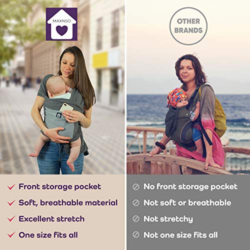 image for MaxnSo Baby Wearing Wrap with Front Pocket - One Size Fits All Ergonom