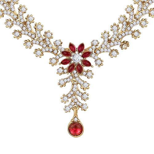 Image of Atasi International Diamond Necklace Jewellery Set for Women with Earrings and Maang Tikka for Wedding, Party, Engagements & Festivals