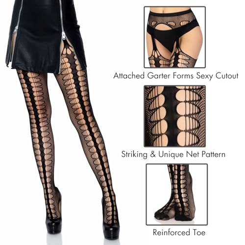 Image of Leg Avenue Women's Fishnet Stockings With Attached Garter Belt