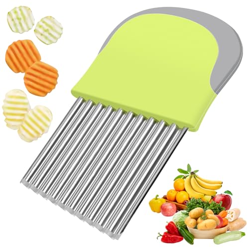 Wellenschneider, 14x9,5 cm Riffelmesser Gemüse Wellenmesser Kinder Wellenschnittmesser Edelstahl Wellenschneider Messer für Pommes Kartoffeln Obst...