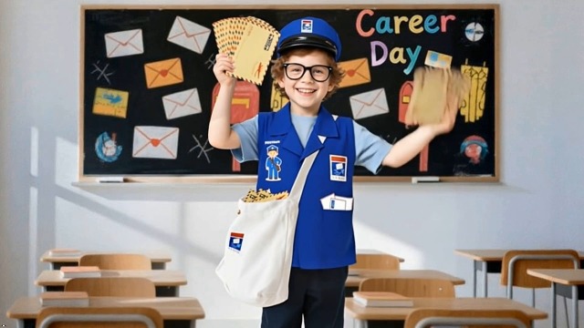 Disfraz niño cartero set uniforme postal miniatura 7