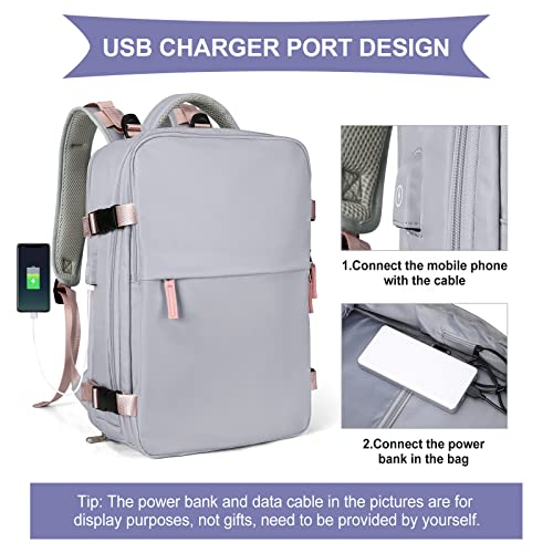 Large Travel Backpack Women, Carry On Backpack,Hiking Backpack Waterproof Outdoor Sports Rucksack Casual Daypack School Bag, Laptop Backpack Flight Approved，Light Purple #TOP4