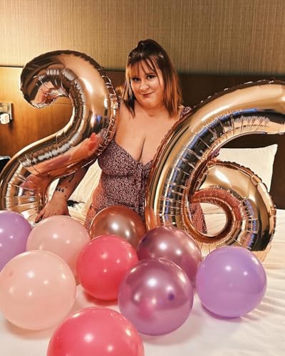 Image of 29 Balloon 40 inch Rose Gold Number Balloons for 29 Birthday Decoration | Saturated Color, Large 40 in, With Straw & Hanging Hole, For Back-to-School Season, Wedding, Christmas, New Year, Anniversary