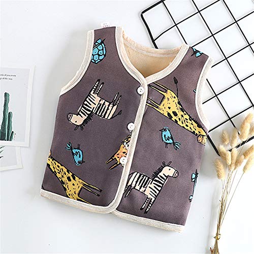 Baby Girl Soft Polar Fleece Lightweight Vest Snaps Closure Waistcoat Outerwear Polyester Plus Cotton Vests 3-4 Years Brown Zebra #TOP1