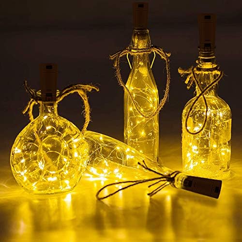 KWODE 12 Pack Wine Bottle Lights,2M 20 LED Battery Operated Copper Wire Bottle Fairy Lights for DIY Party Weddings Christmas Decoration (Warm White)