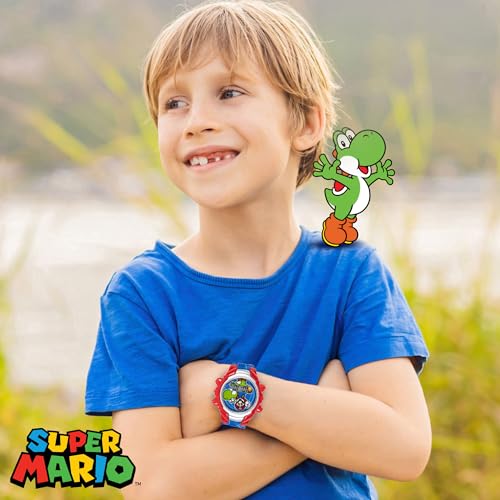 accutime super mario kids digital watch with yoshi led light show soft silicone strap durable kid-friendly design fun time-telling for boys and girls