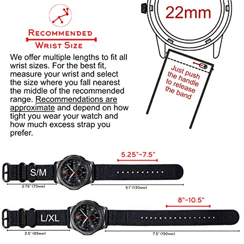 Carterjett Quick Release Watch Band 22Mm - Extra Large Olive Nylon Nato Straps Compatible Samsung Gear Galaxy S3 Classic Frontier Moto Pebble Fossil Smartwatch Traditional 22 Mm (L/Xl Olive) #TOP5