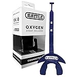 Battle Oxygen Lip Protector Mouth Guard with Connected Strap, Football and Sports Gear, Maximum Oxygen Supply, Mouthpiece Fits With or Without Braces - One Size, Navy