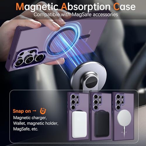 Image of YINLAI for Samsung S24 Ultra Case 6.8-inch,Magnetic Compatible with MagSafe, Slim Matte Anti-Fingerprint, Shockproof Full Body Military Grade Protection for Samsung S24 Ultra Cover, Purple
