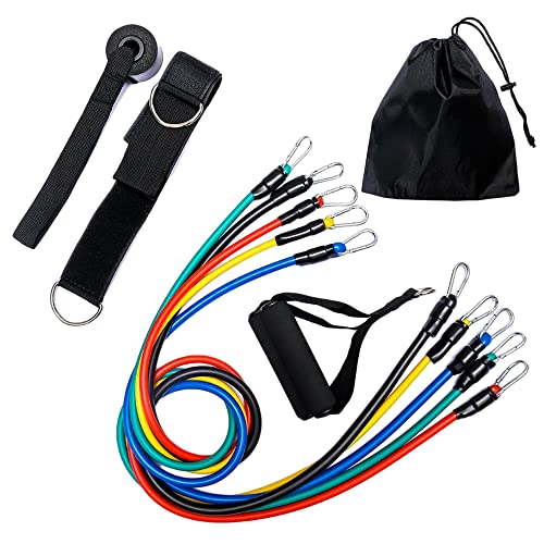 Conjunto de faixas de resistência (11 peças) acessórios portáteis para academia em casa - empilhável