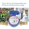 Cold Water Meter, 15mm 1/2 inch ABS Plastic Water Flow Measuring Meter, with Brass Fittings, for Garden Home Usage #1